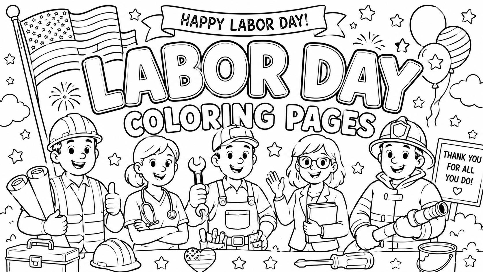 8 Free Printable Labor Day Coloring Pages for Kids (PDF Collection)